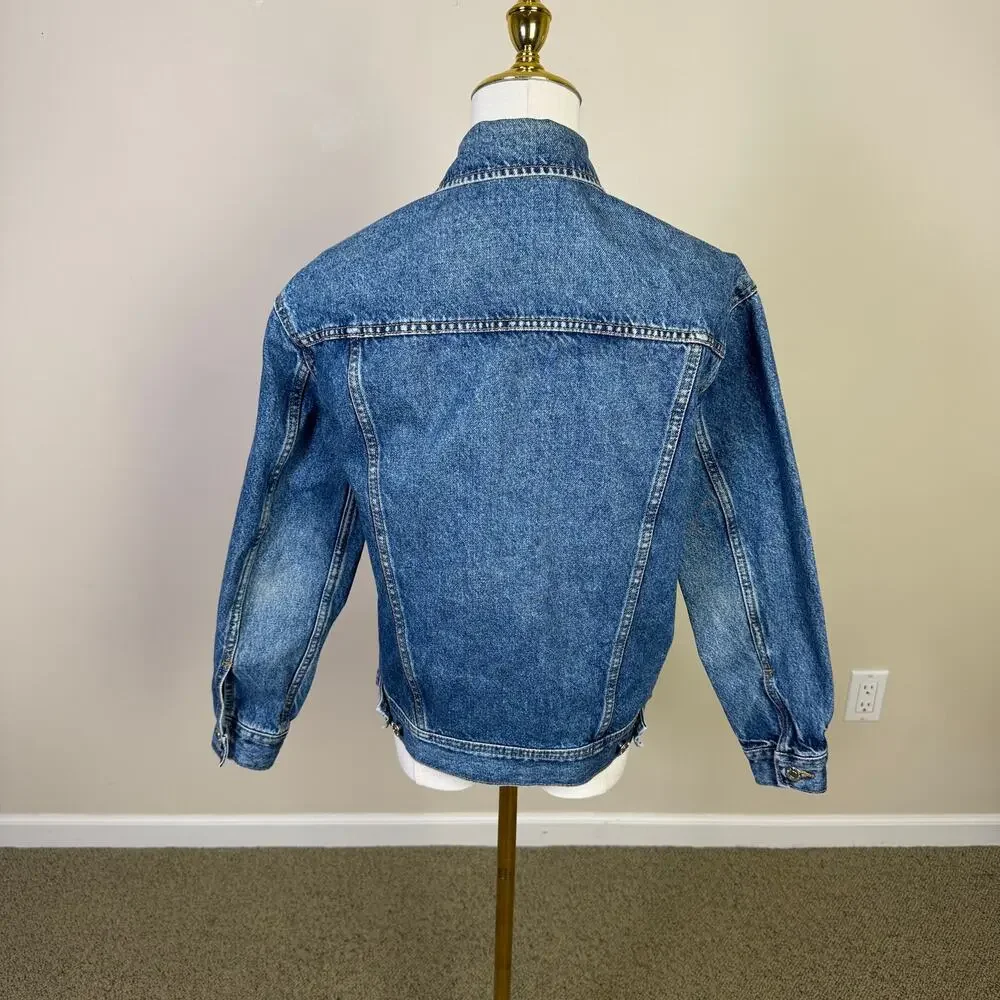 Old Navy Boyfriend Button Up Denim Blue Long Sleeve Jean Jacket US Womens XS - Picture 3 of 6
